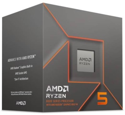 AMD Ryzen 5 8500G 6-Core 12-Thread (65W), 3,5/5,0 GHz, 22 MB cache, Socket AM5, boxad med Wraith Stealth-kylare