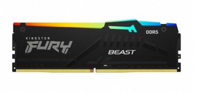 16 GB DDR5-4800 Kingston FURY Beast Black RGB CL38, XMP - Svart