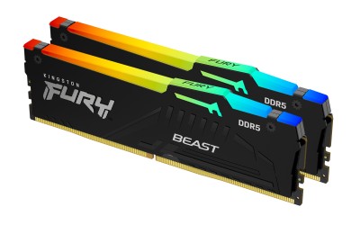 64 GB (2x32GB) DDR5-6000 Kingston FURY Beast Black RGB CL30, XMP - Svart