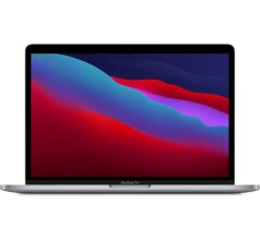 MacBook Pro (M1, 2020) – 13.3", Apple M1, 16GB, 1TB SSD, Rymdgrå, Helt ny - Öppen med tangentbord